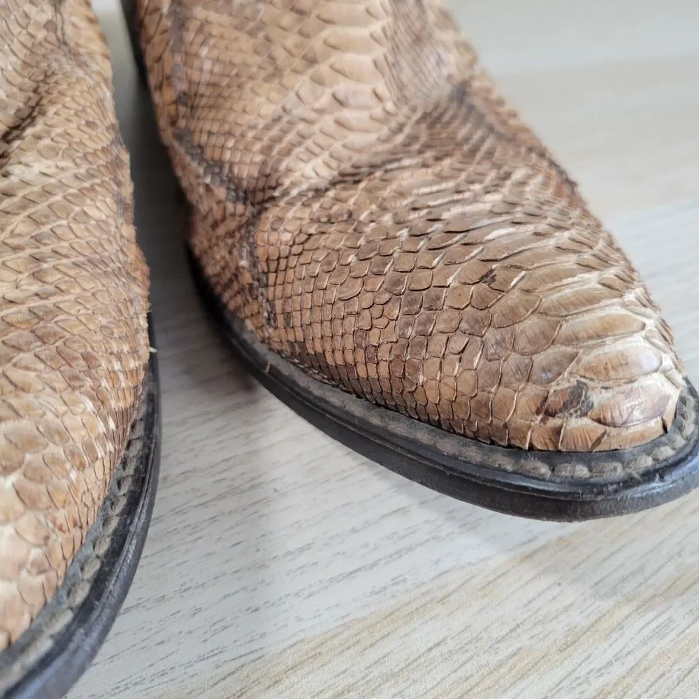 Abilene Mens Snake Skin Boots Size 9.5 D Leather Cowboy Western 6122 USA Vtg